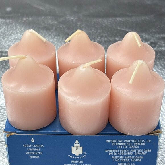 PARTYLITE  Indulgences V0045 Set of 6 Votive Pink Candles Awakening USA VTG‎ - Picture 3 of 11